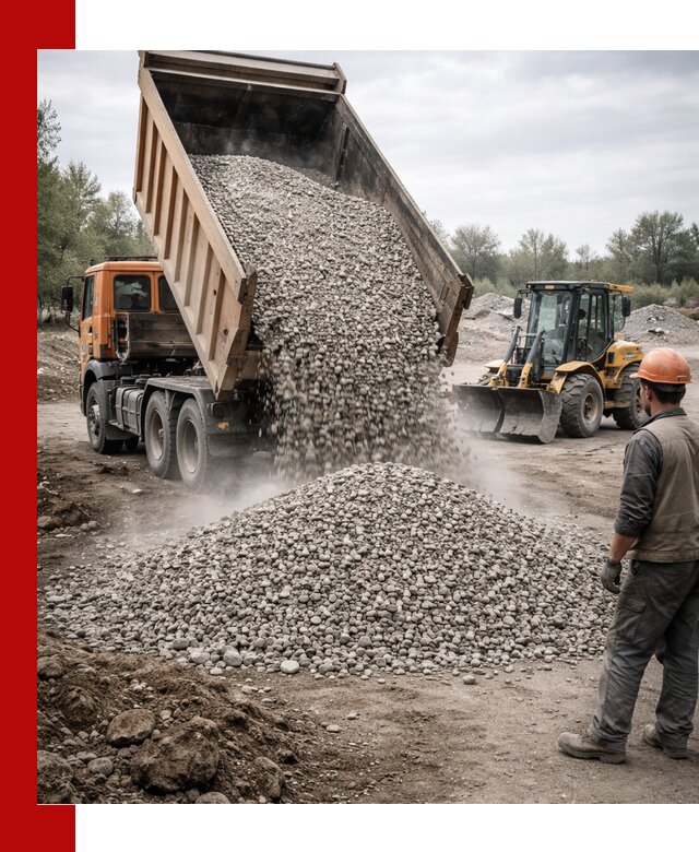 Доставка щебня в Людинове крупными и мелкими фракциями