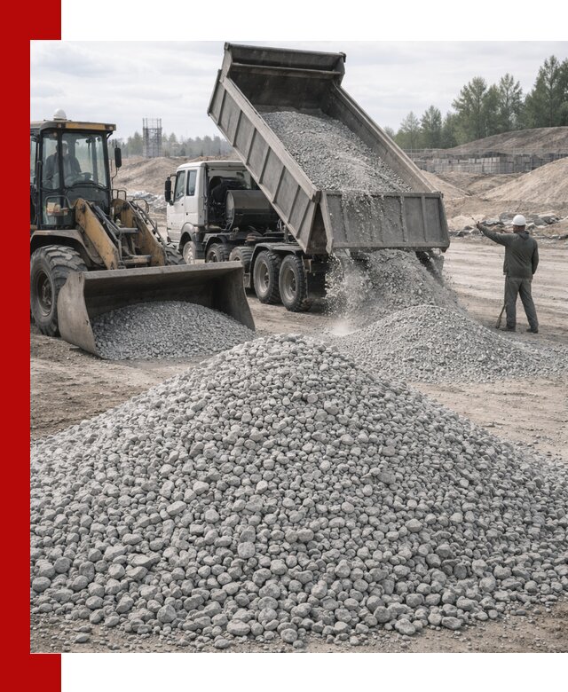 Доставка известнякового щебня фр. 5–20 в Людинове