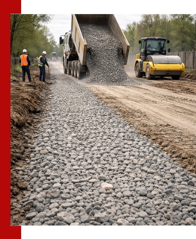 Доставка щебня для отсыпки дорог в Людинове высокого качества