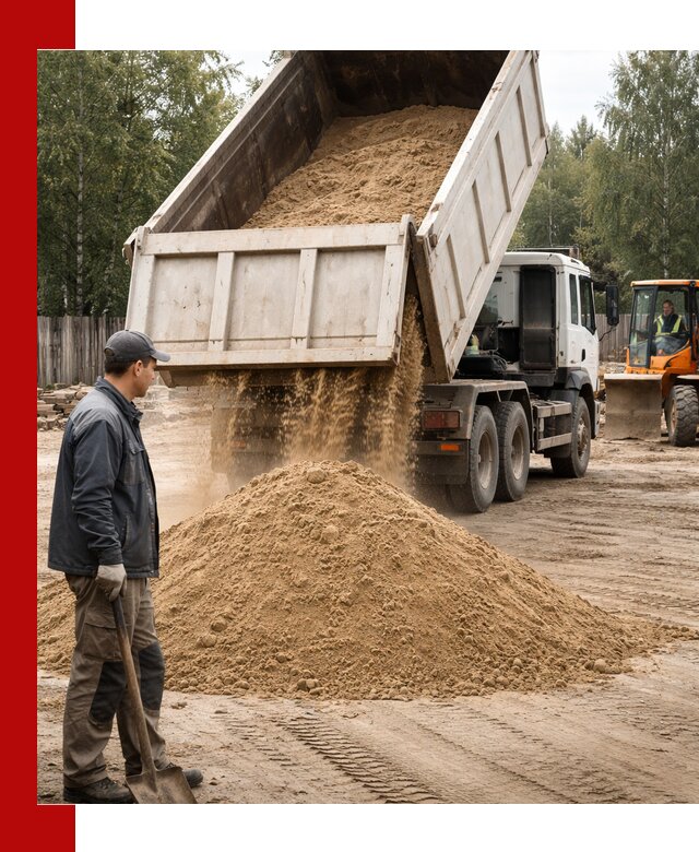 Доставка и продажа песка с разгрузкой в Людинове