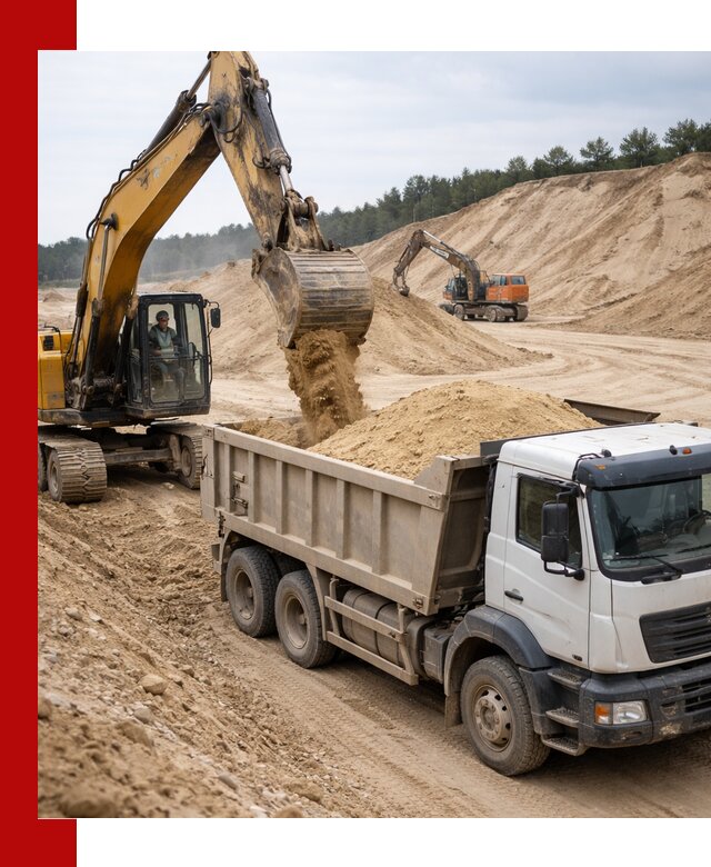 Доставка карьерного песка с самосвалами и разгрузкой в Людинове