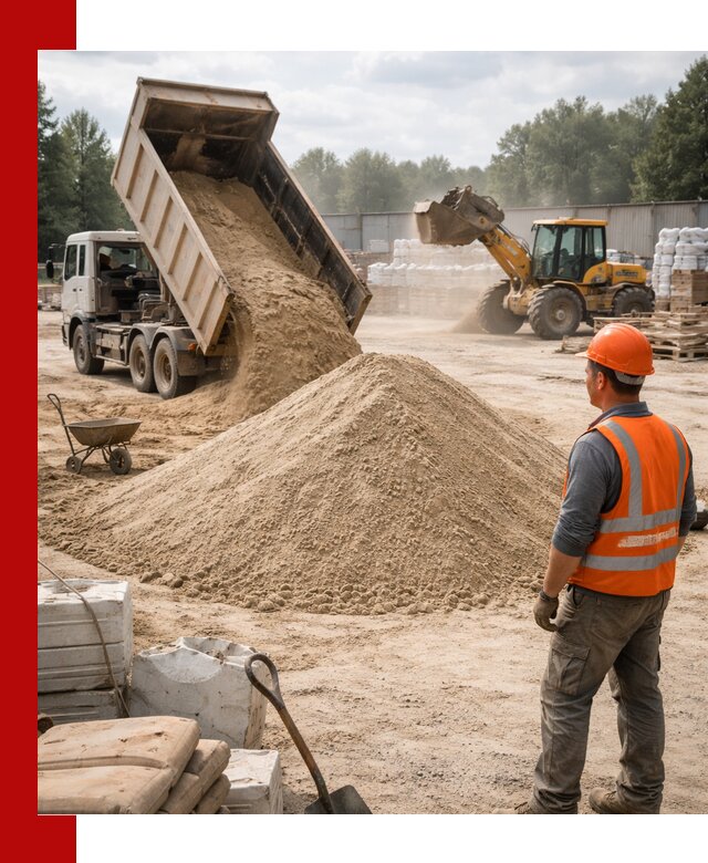 Доставка строительного песка с самосвалом в Людинове