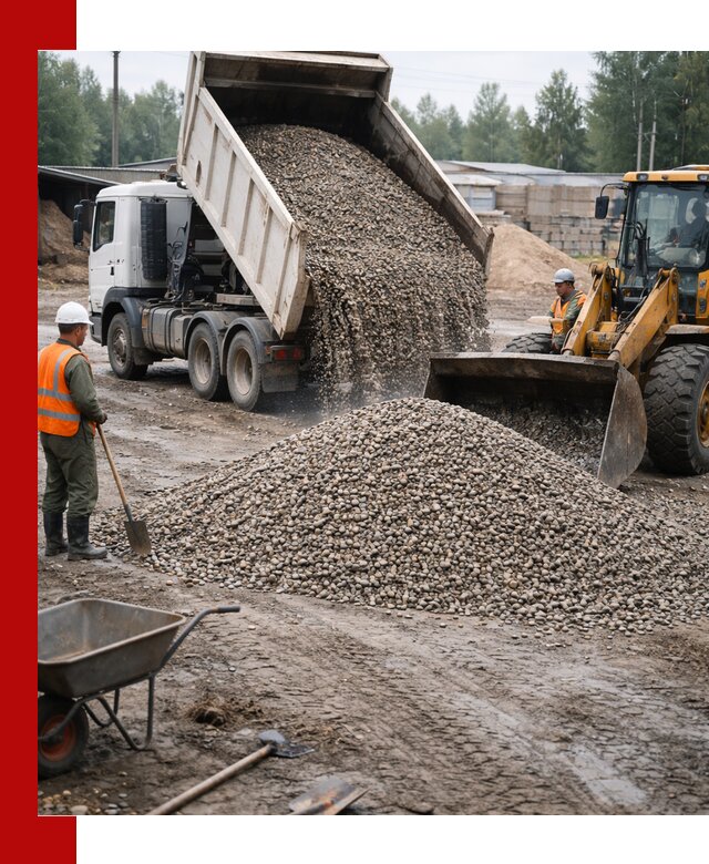 Мытый гравий с доставкой в Людинове от карьера до участка