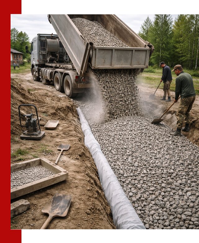 Гравий для дренажа с доставкой в Людинове качественный и недорогой
