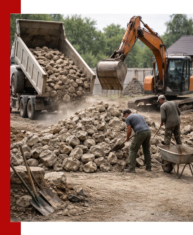 Доставка и разгрузка бутового камня в Людинове