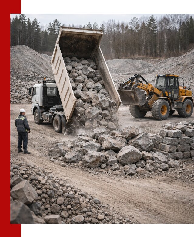 Доставка и продажа бутового гранитного камня в Людинове