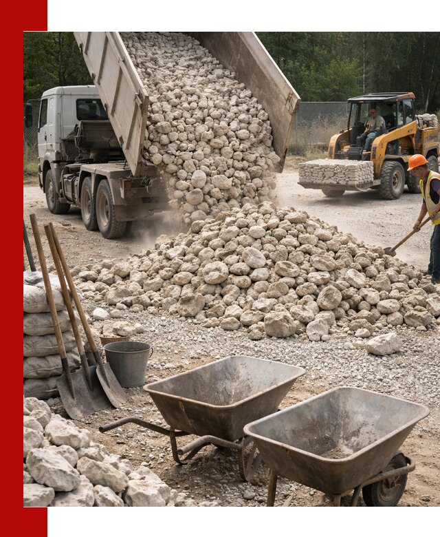 Доставка и продажа бутового известнякового камня в Людинове