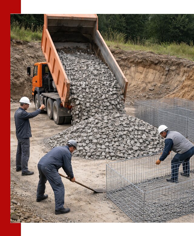 Камень для габионов с доставкой в Людинове быстро и надёжно