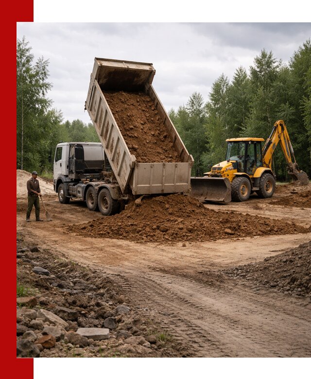 Доставка суглинка самосвалами в Людинове подсыпка и планировка