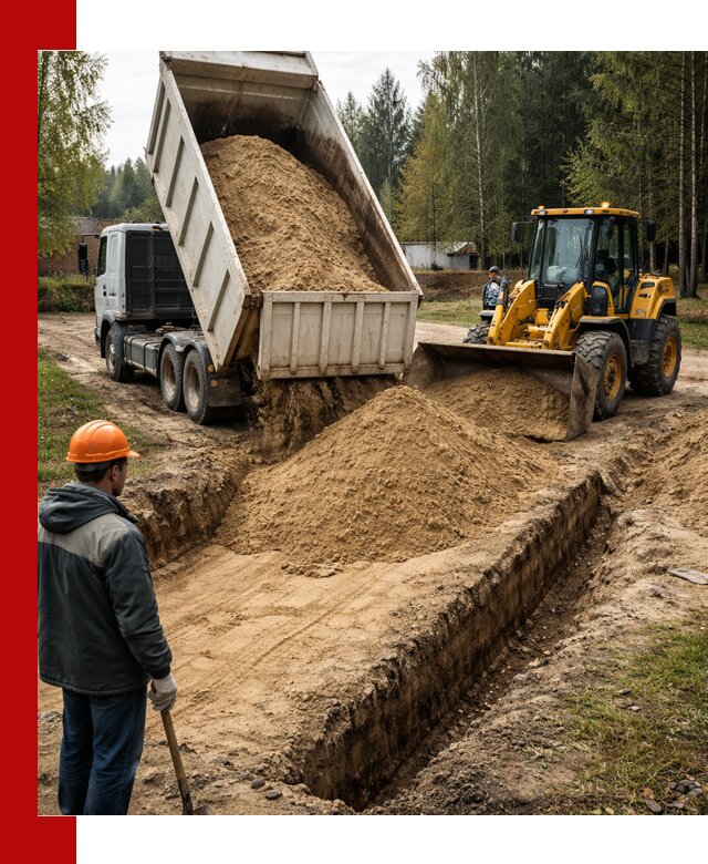 Доставка песчаного грунта в Людинове для строительных работ