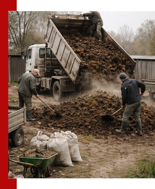 Доставка коровьего навоза самосвалом в Людинове