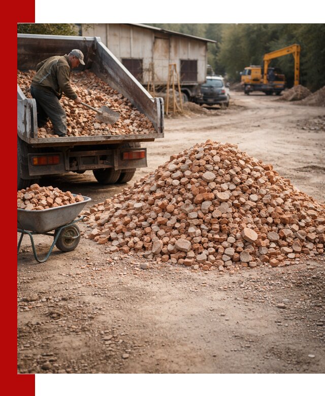 Доставка и подушка из боя кирпича с разгрузкой в Людинове