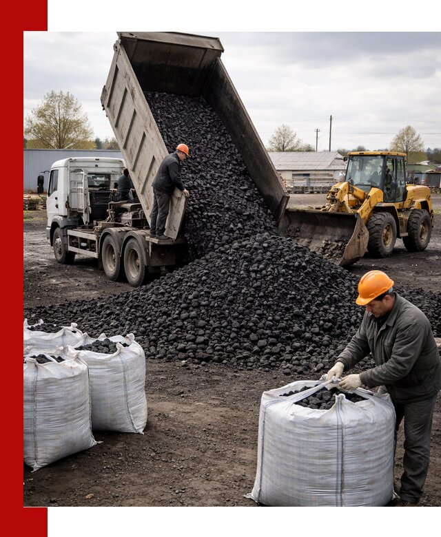 Доставка каменного угля в Людинове оптом и в розницу