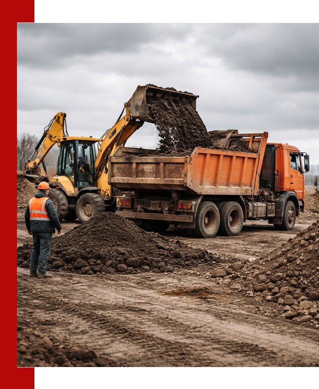 Вывоз грунта и строительного мусора в Людинове грузовыми самосвалами