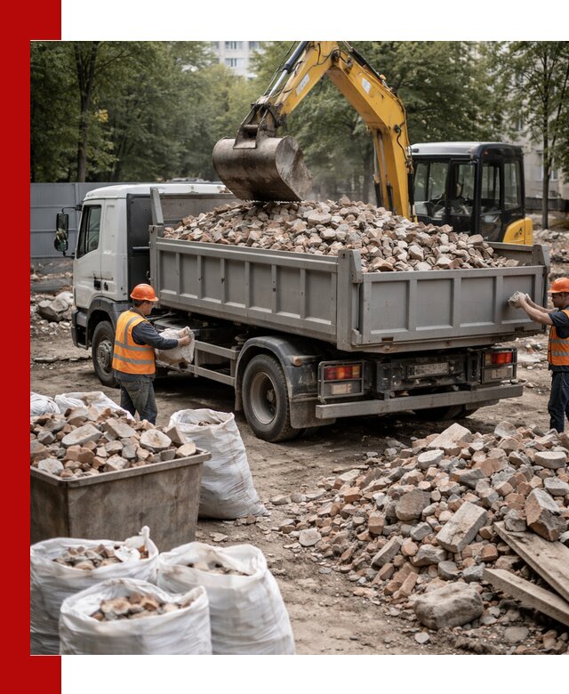 Вывоз строительного мусора в Людинове с самосвалами и контейнерами