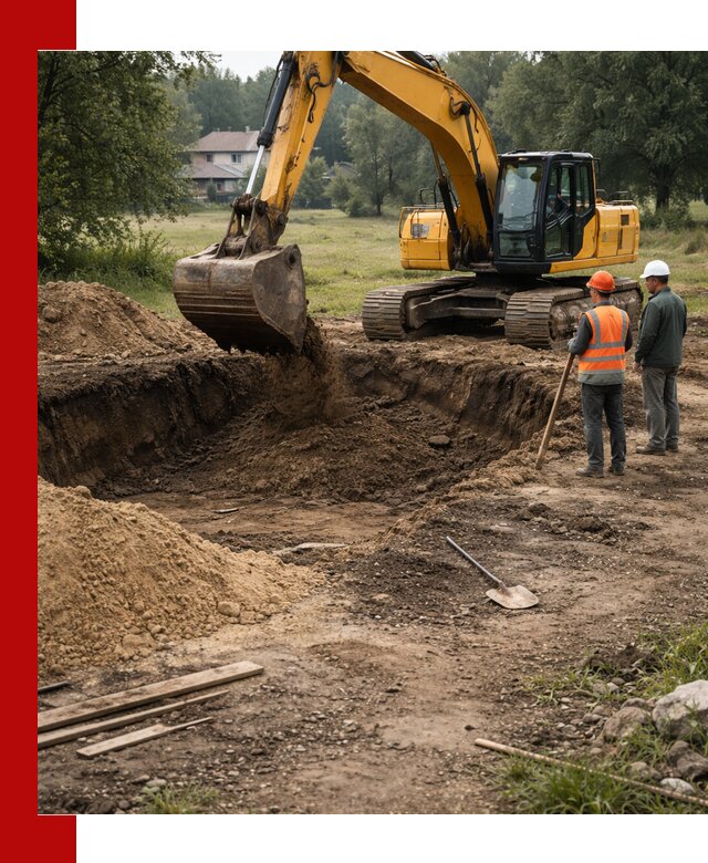 Рытье котлована под фундамент в Людинове (быстро и недорого)